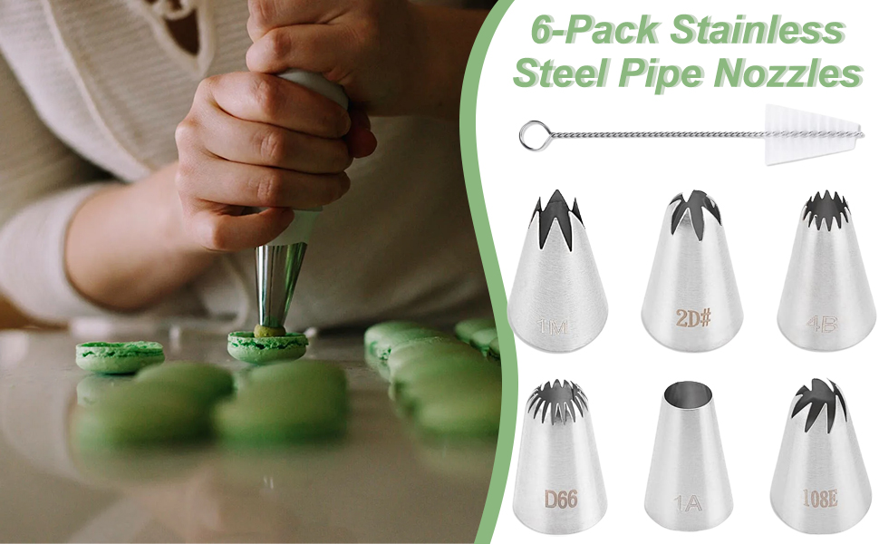 6 Stück Spritztüllen, Edelstahl, Spritztüllen aus Edelstahl, große ...