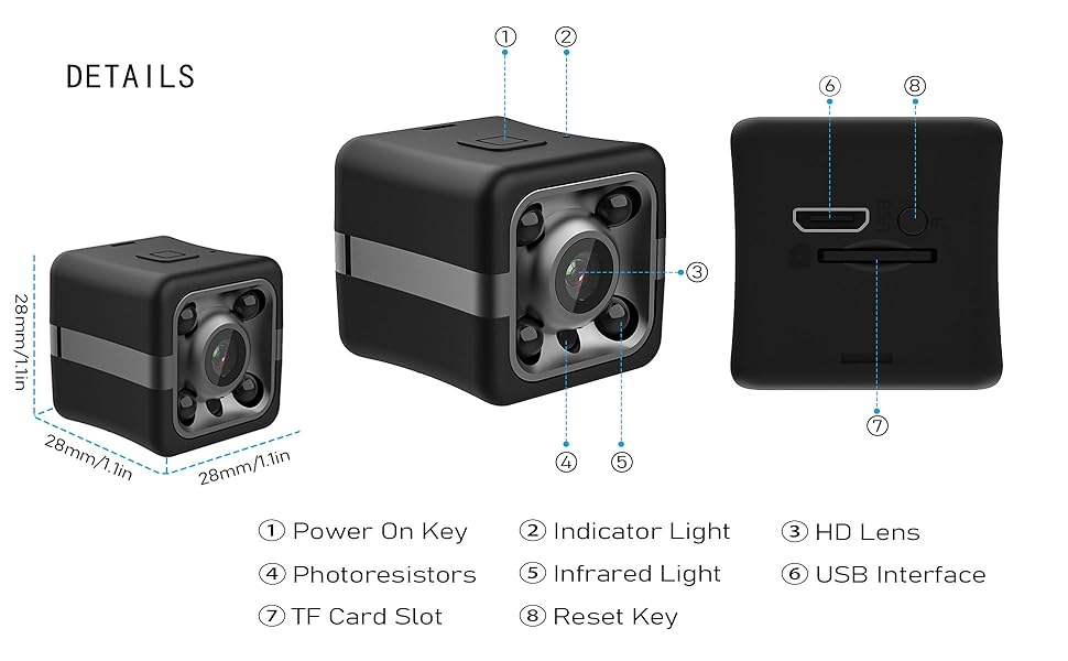Mini Spy Camera with 32GB Micro SD Card Hidden Camera with