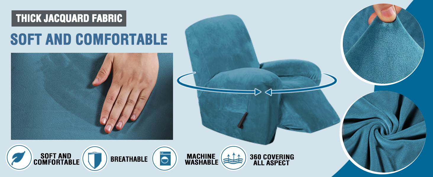 H.VERSAILTEX 1 Piece Recliner Cover Velvet Plush Recliner