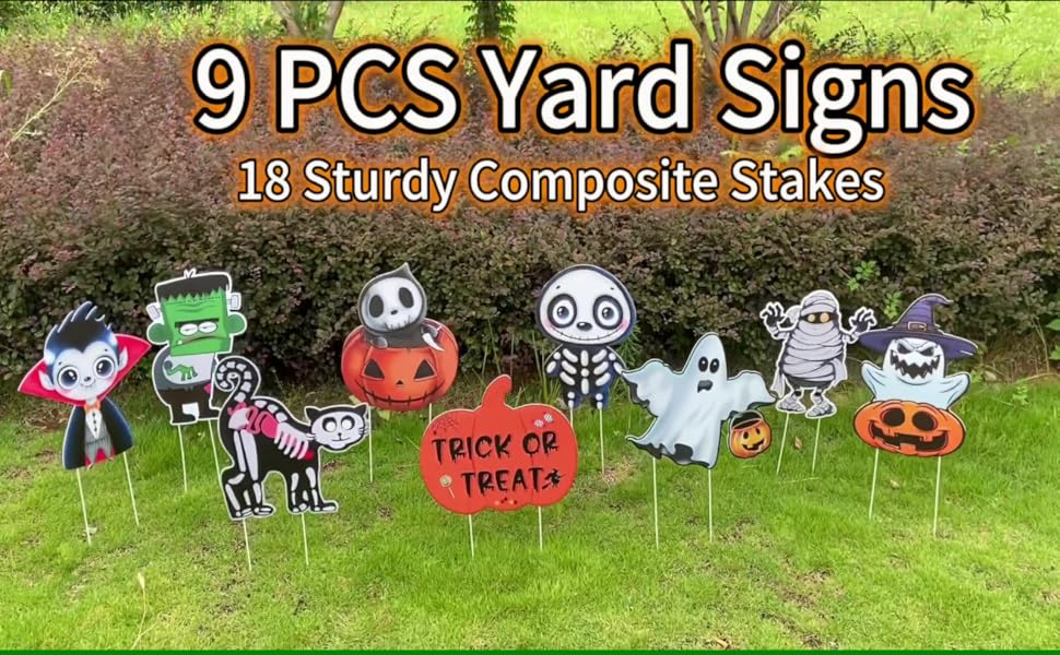 GQYAYQG 9 Pcs Halloween Yard Signs, Halloween Outdoor