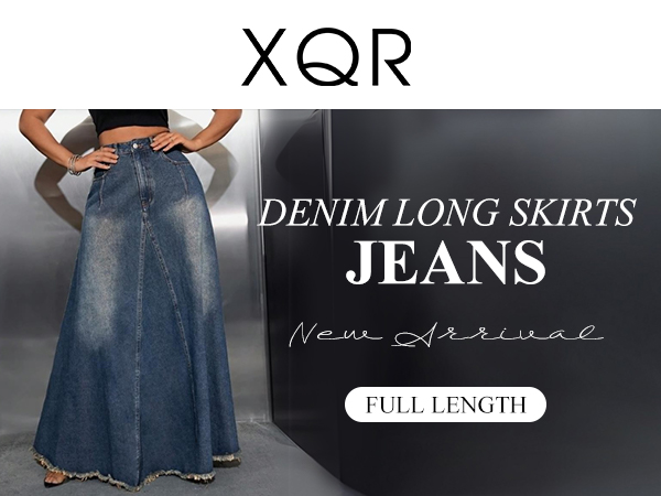 Amazon.com: XQR Women's Vintage Full Length Denim Skirts High