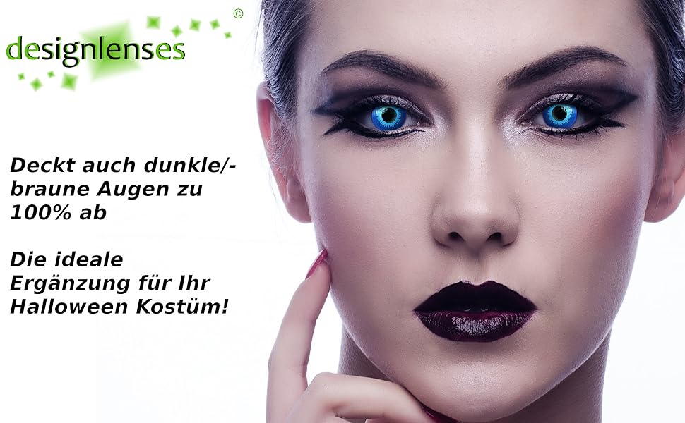 Blaue farbige Halloween Karneval Fastnacht Fasching Elfen Kostüm Cosplay Kontaktlinsen ohne Stärke