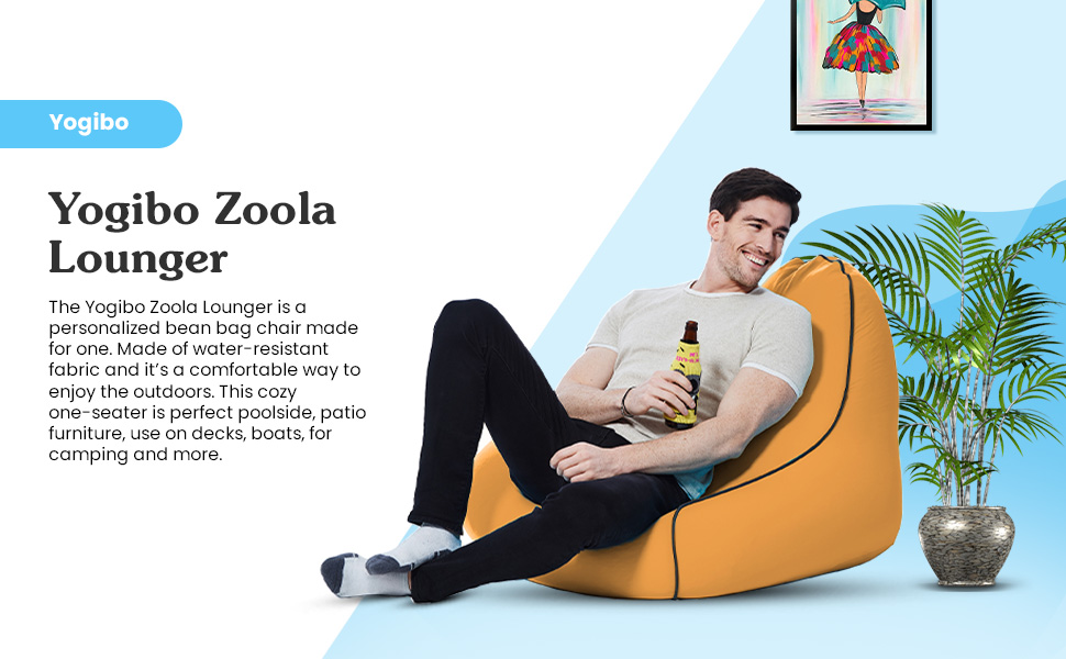 Yogibo Zoola Lounger Outdoor Bean Bag Chair for Adults with