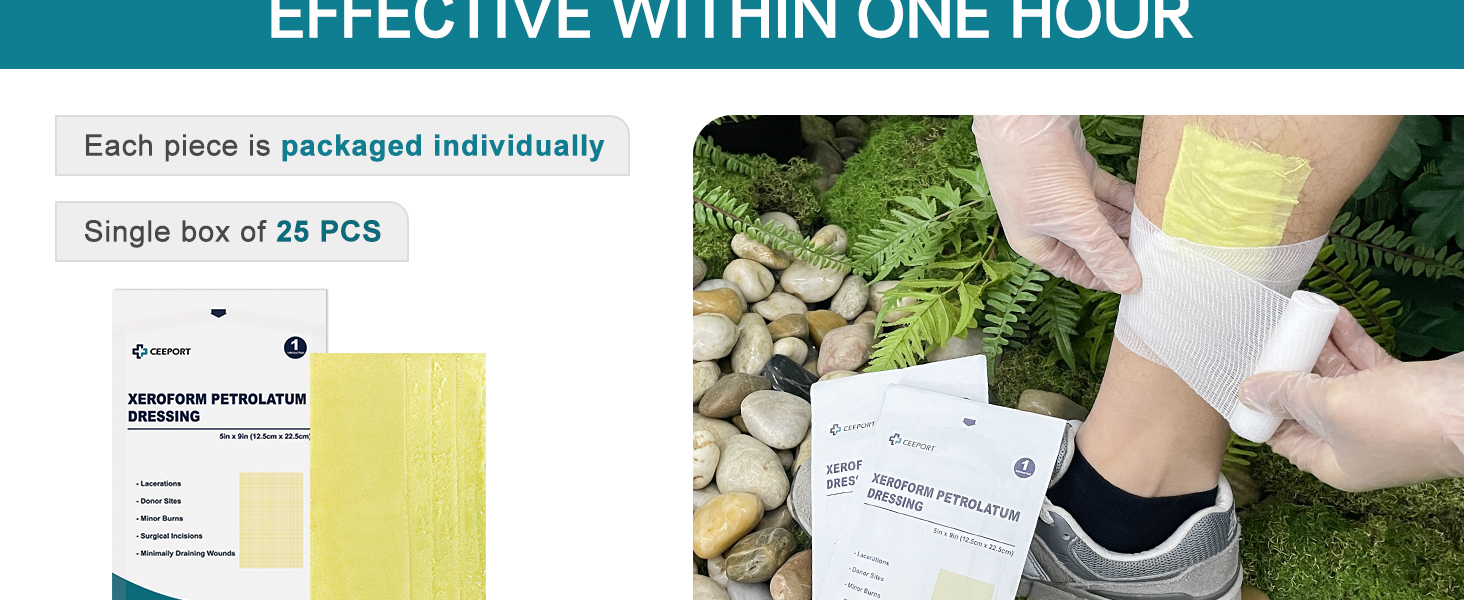 CEEPORT Medical Xeroform Petrolatum Dressing 5x9 Non-Adherent Gauze Pad Strip Gauze Patch Wound Care