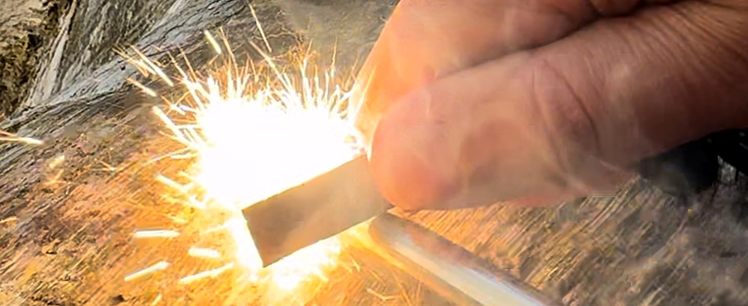 Camping Flint and Steel Fire Starter, 10x100mm (0.4x4in) Ferro Rod, HSS Striker