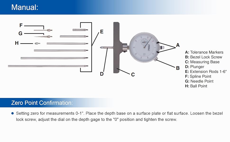 Fowler 521250061, XDepth Dial Depth Gage with 022" Measuring Range
