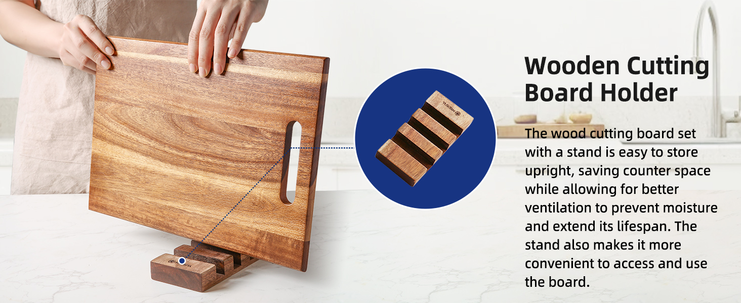 3-piece Acacia Wooden Cutting Board Set for Kitchen