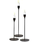 Scandi Style Tulip Top Taper Candle Holders, Set of 3, Artisan Crafted, Finished in Black, Hand R...