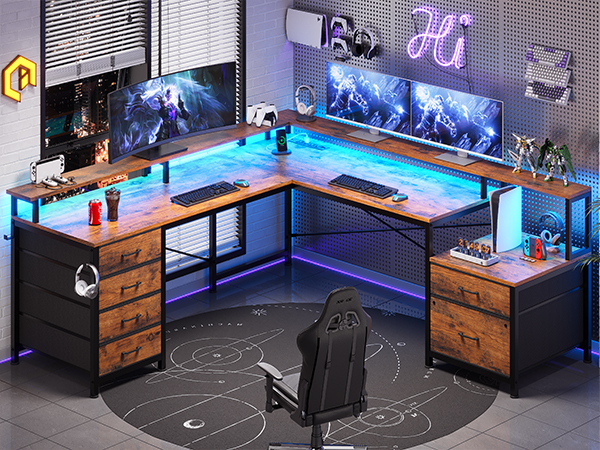 Mayitaです。デスク Amazon.com: SEDETA L Shaped Desk with 6 Drawer, 108