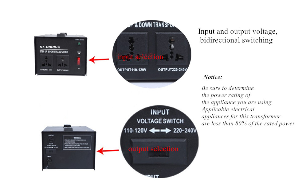 tonchean 1000W Voltage Converter UK to US & US to UK Toroidal Core Step