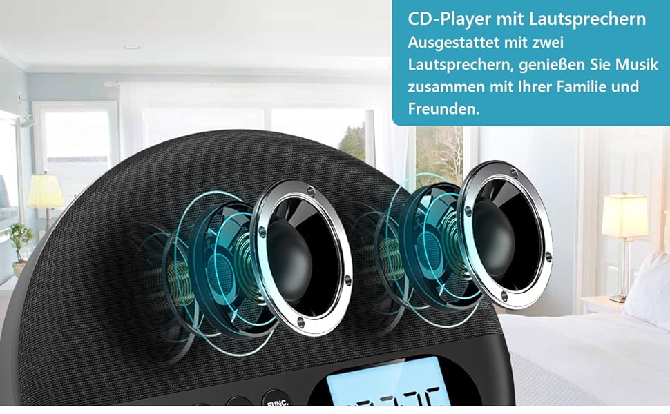 Gueray Tragbarer CD Player mit Bluetooth Sender und Empfänger
