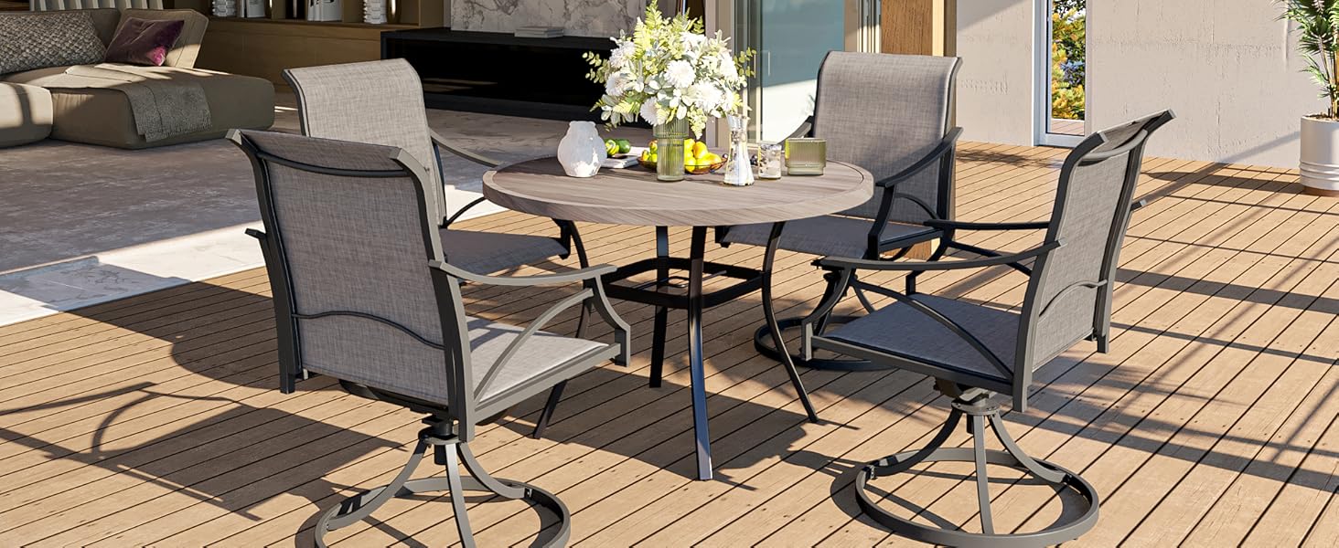 DIFY Outdoor Dining Table for 4, Round Patio Table with