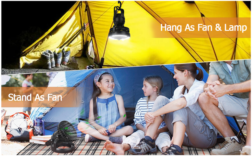 Portable LED Camping Lantern with Ceiling Fan, Camping Tent