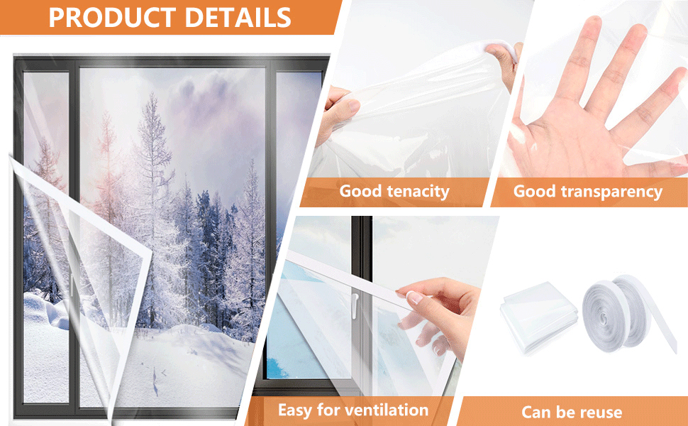 Window Insulation Kit50x70cm Keep Warm for Winter Thicken Clear Window