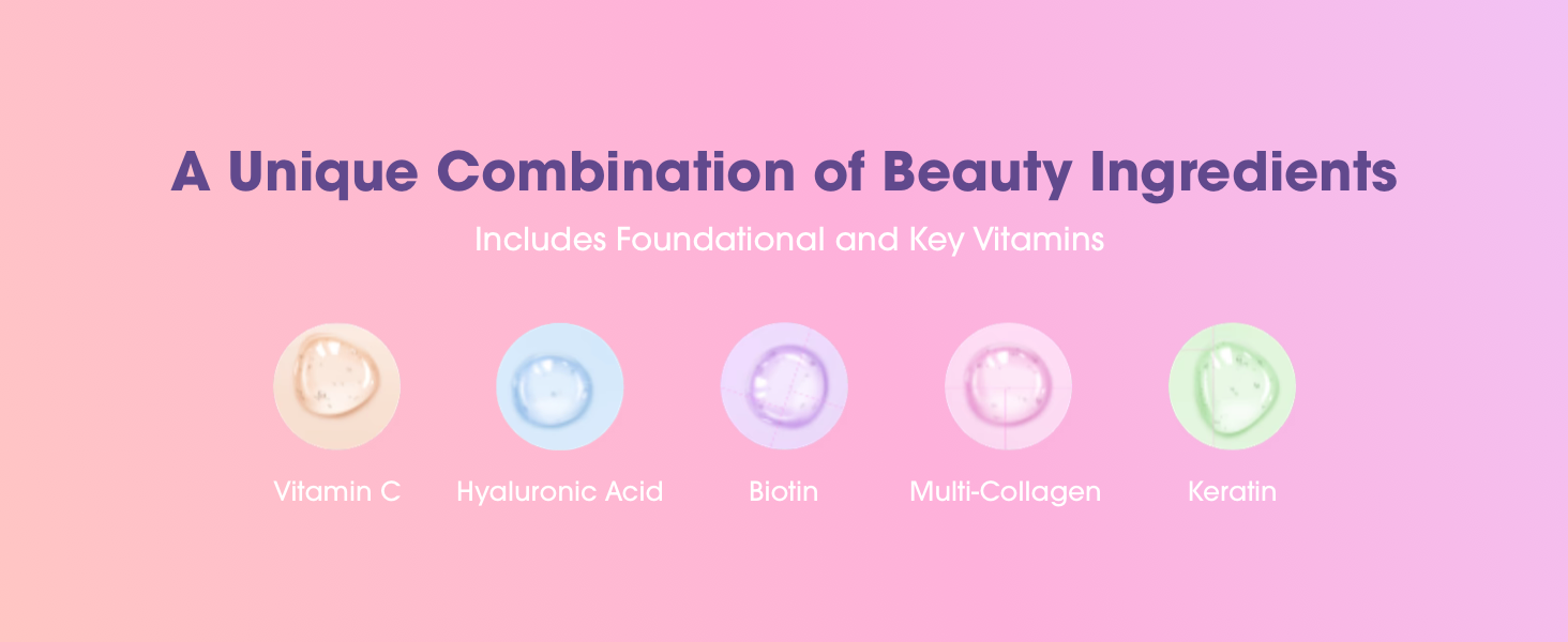 collagen powder hyaluronic acid smooth skin nail hair growth vitamin biotin keratin multivitamin