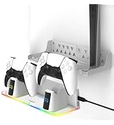 Fosmon PS5 Wall Mount Kit with Charging Station, Solid Metal with Strong Anchors, Detachable Dual...