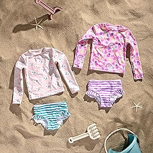 Two 2 Piece Rash Guard Swimsuit Sets 