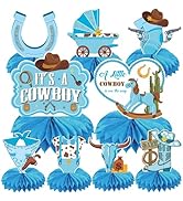 Gameza Cowboy Baby Shower Decorations - Western Honeycomb Centerpieces A Little Cowboy Is on the ...