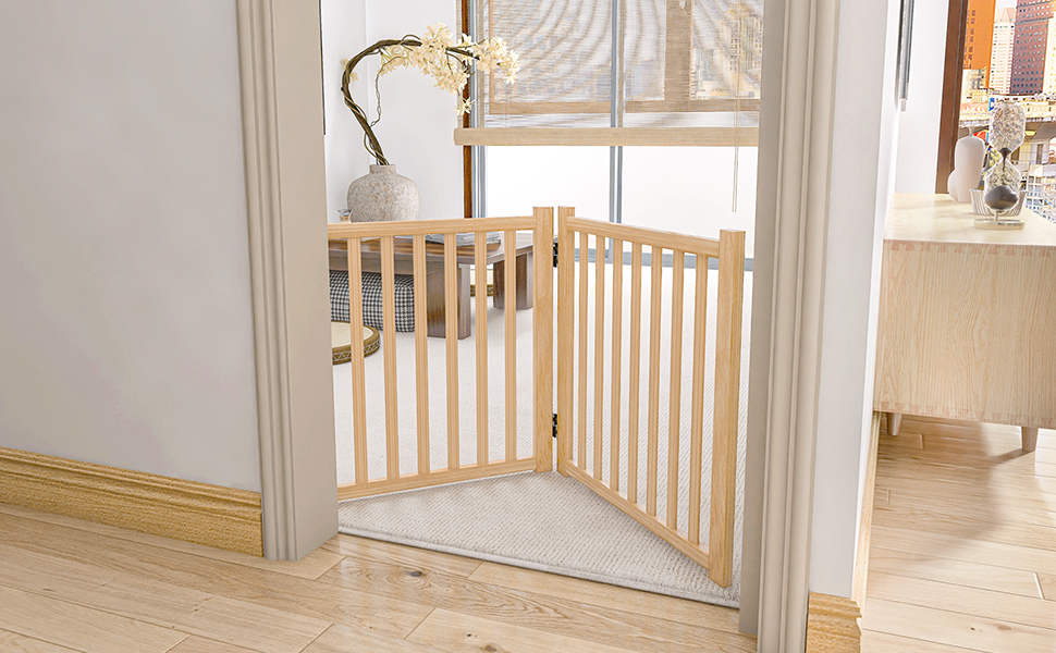 木製犬用ゲートペットフェンス