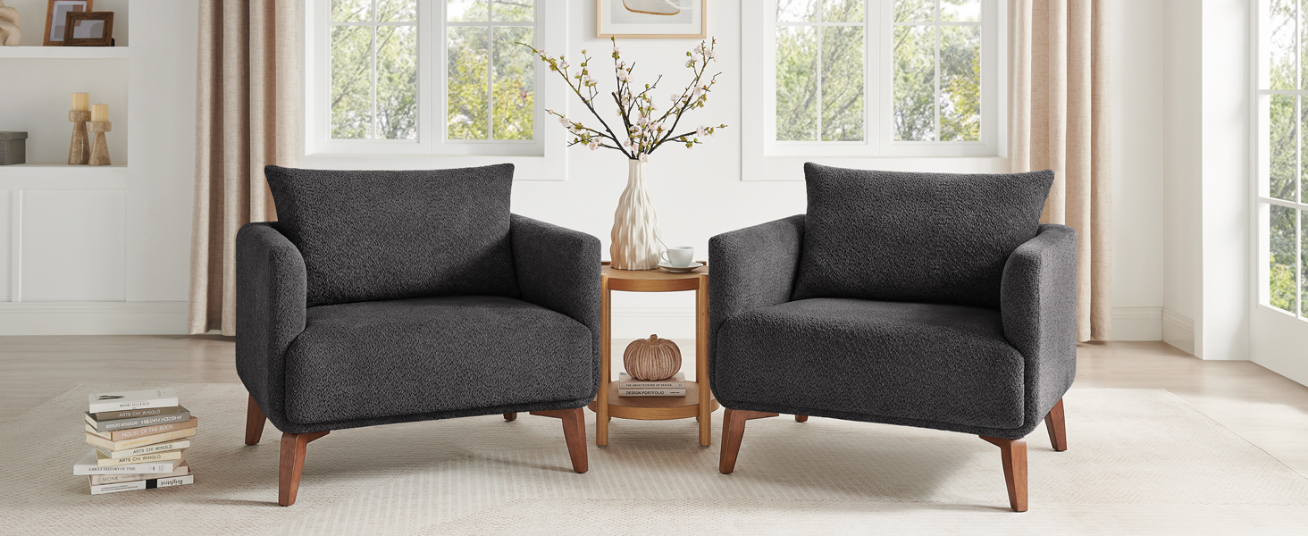 oversized boucle armchair for living room reading comfortable beige curry camel taupe gray