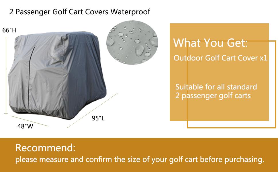 600D Waterproof Golf Cart Cover Universal Fits for Most Brand 2 Passenger Golf Cart
