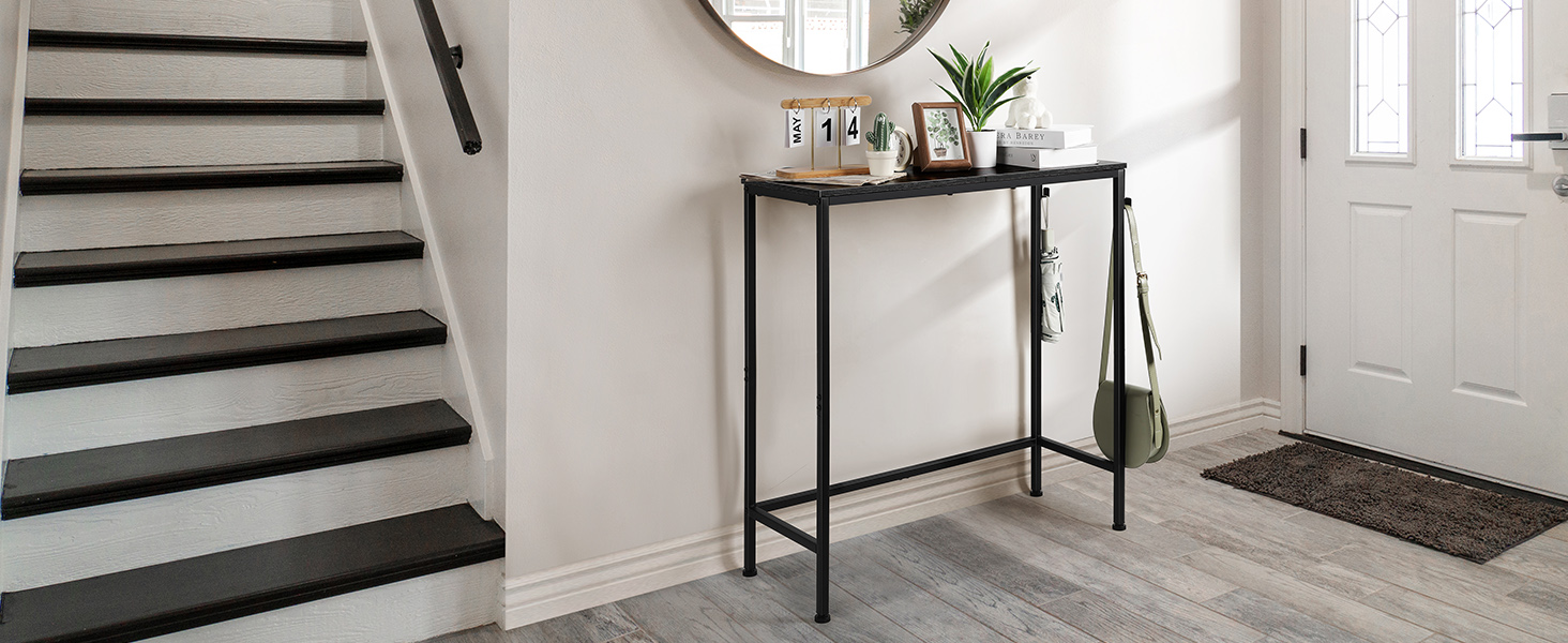 Small Console Table Black Entryway Table Modern Narrow Long