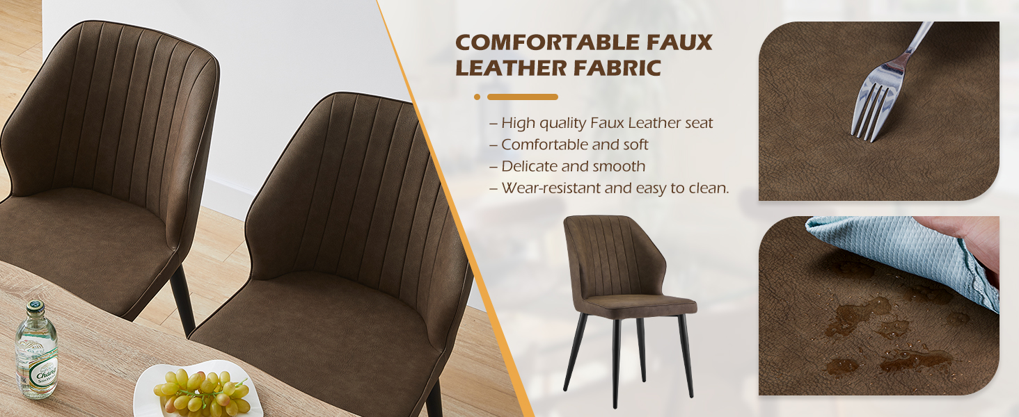Armless High Back Retro Mid Century Modern Upholstered PU leather kitchen  Chairs