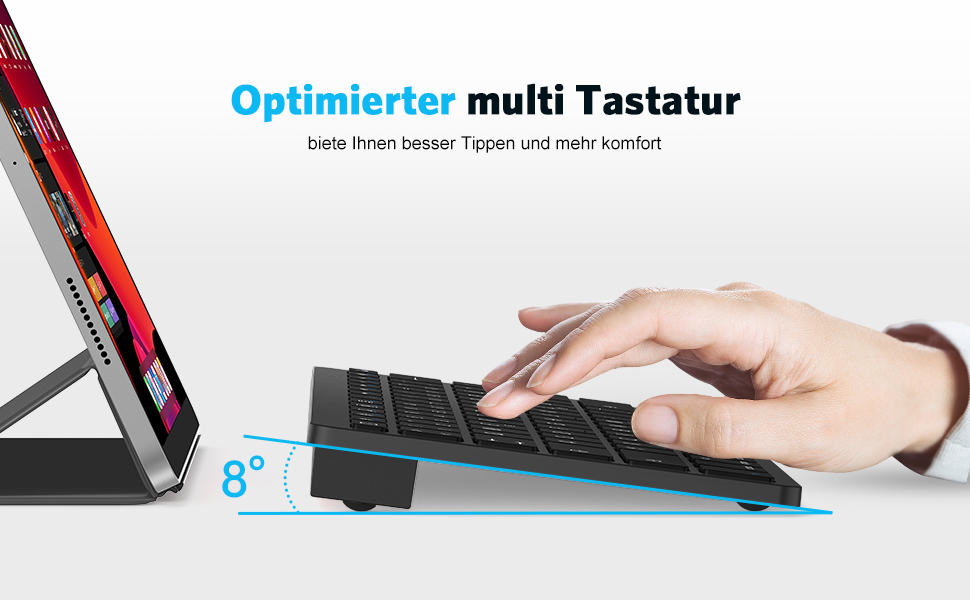 Emetok German Bluetooth Keyboard, UltraThin QWERTZ Compatible with