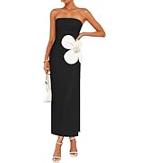 ZESICA Women's Summer Strapless Bodycon Maxi Dress 2025 Ribbed Knit Backless Floral Tube Cocktail...