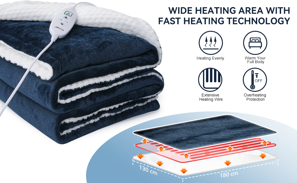 Olycism Electric Heated Blanket with Auto Off Function Heated Throw