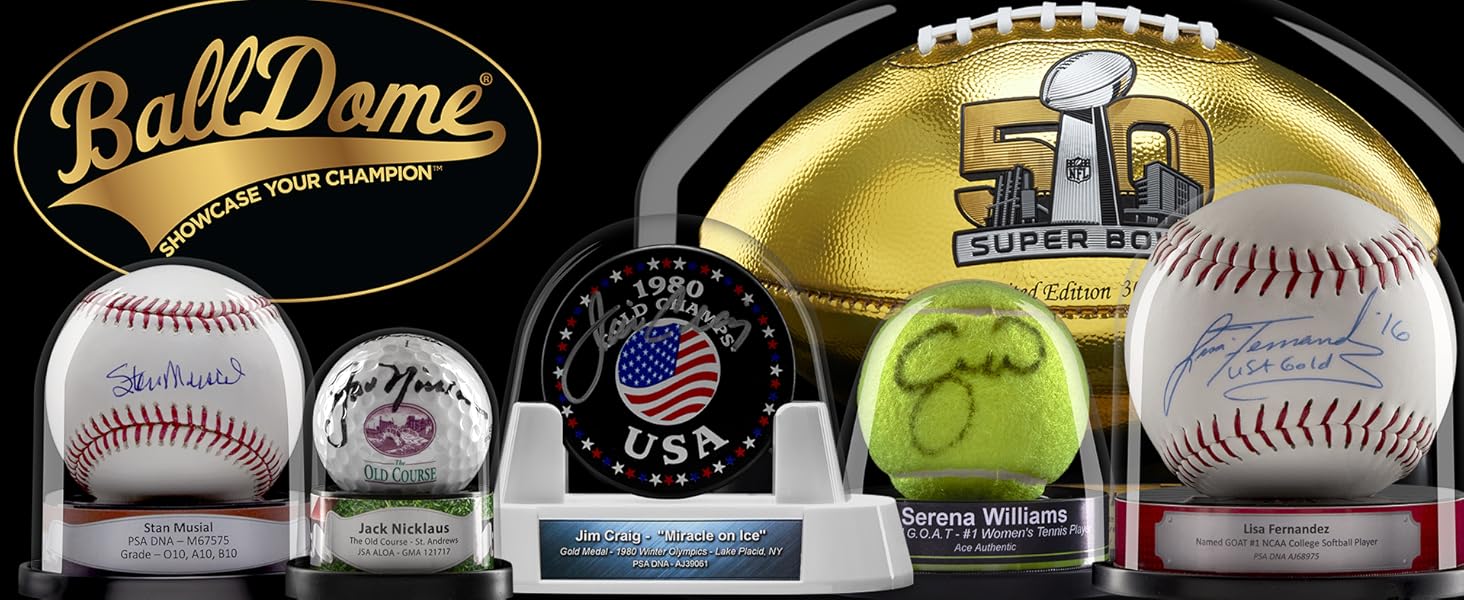 Balldome Sports Memorabilia Display Cases, Baseball Display Case, Football, Hockey, Softball, Golf