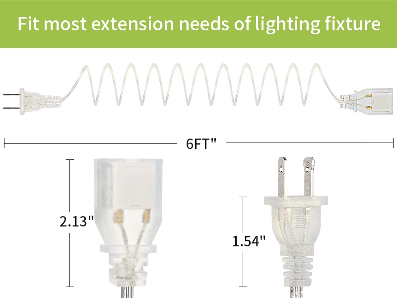 Clear Extension Cord 6 Feet, ULCertified Power Extension