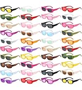Pibupibu Wholesale 40 Pairs 90s Retro Rectangle Sunglasses Bulk Adults Unisex, Fun Colorful Y2k G...