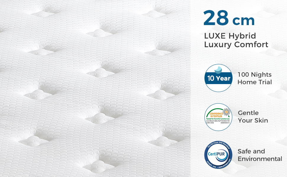 Inofia Super King Memory Foam Sprung Mattresses 6FT, 11 Inch Hybrid