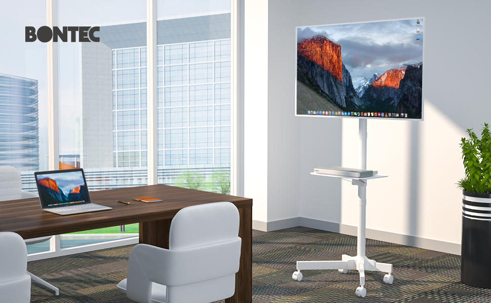 BONTEC Mobile TV Stand on Wheels for 2355 inch Plasma/LCD/LED TVs