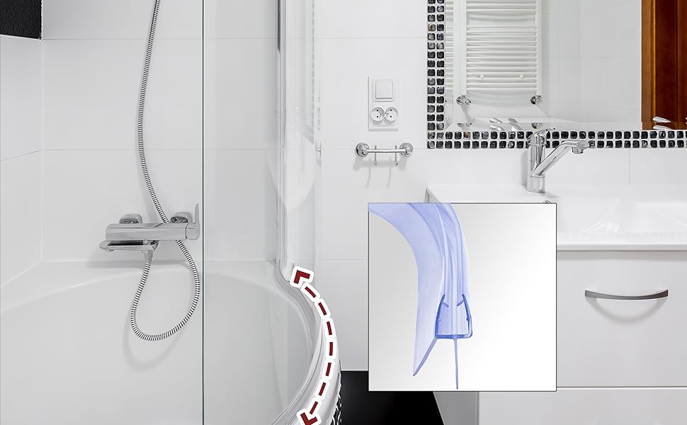 Curved Shower Seal 2 x 50 cm Round Shower Quadrant Shower Glass