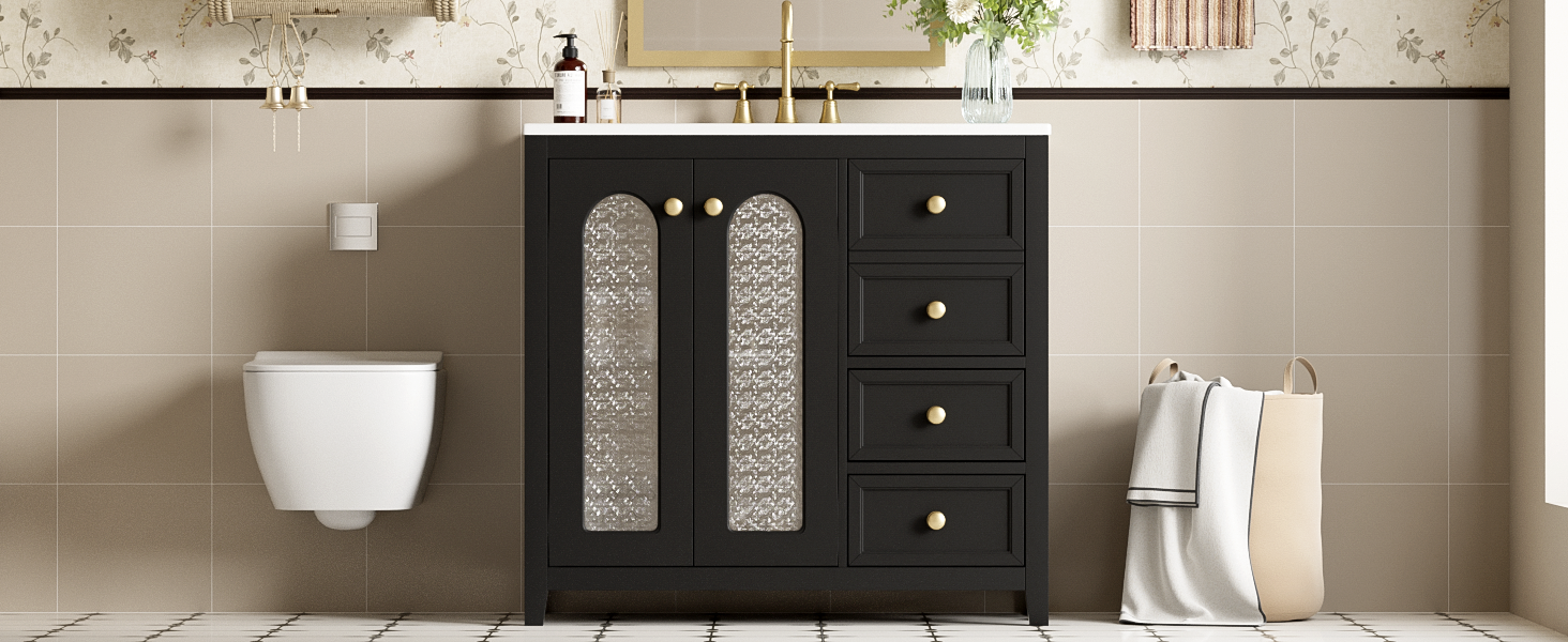 36 Inch Bathroom Vanity with Sink, Modern Bathroom Storage