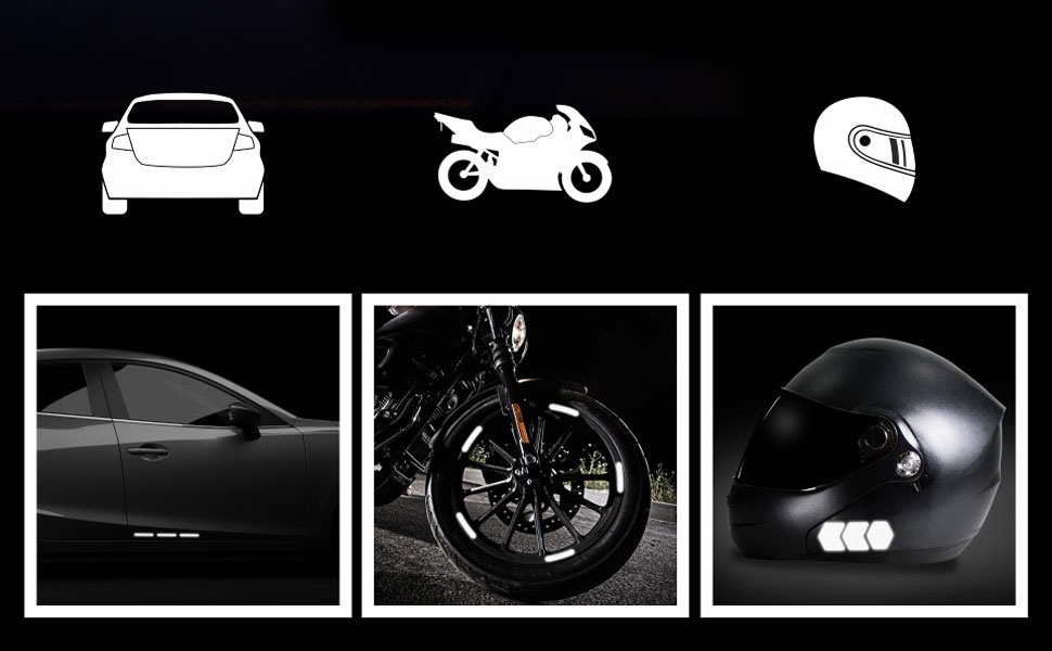 BIKE-label Reflektierende Aufkleber für Motorradhelm Fahrrad E-Roller Schutz Reflektoren schwarz ...