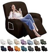 YEMYHOM 4 Pieces Stretch Recliner Slipcover Latest Jacquard Recliner Chair Cover with Side Pocket...