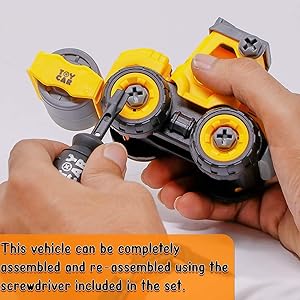 Construction Vehicles Set, 4 Pack DIY Take Apart Toys SPN-MX9E8