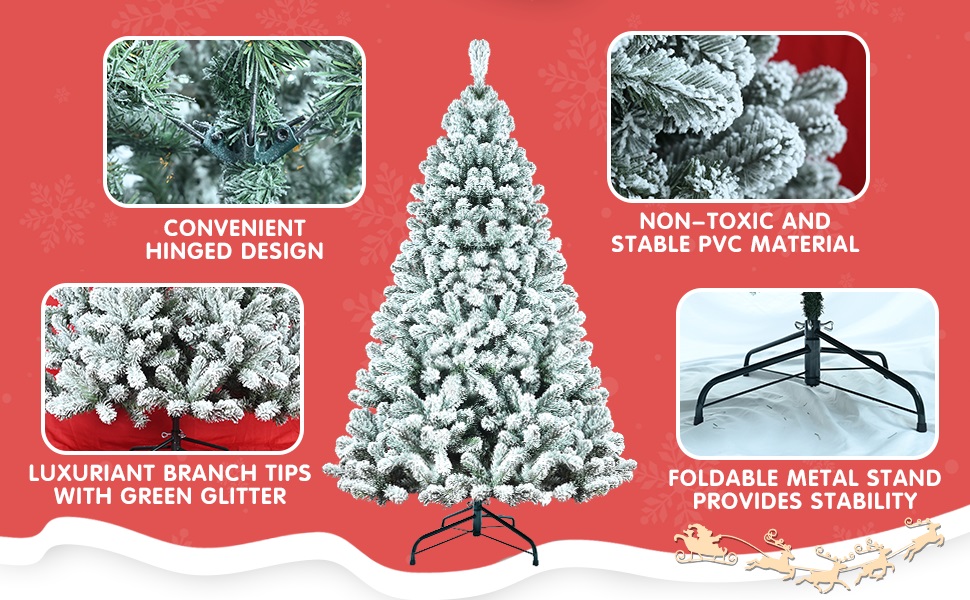 49Ft Flocked Christmas Tree NotPrelit Artificial PVC