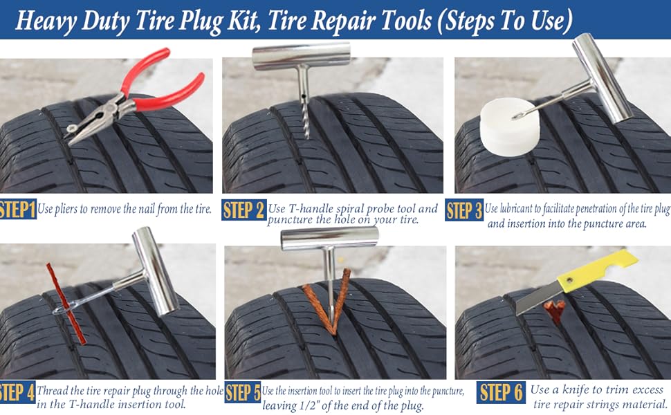 Tire Repair Kit, 68pcs Heavy Duty Tire Plug Kit Universal Flat Tire