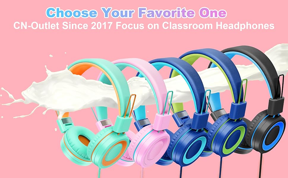 CNOutlet 5 Pack Kids Headphones Bulk for School Classroom
