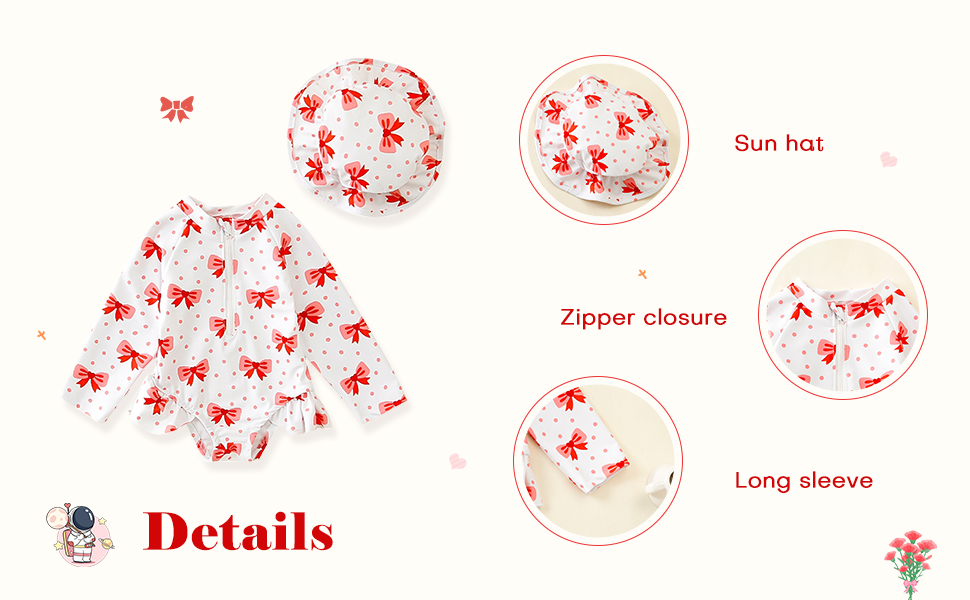 Baby Girls Long Sleeve One Piece Swimsuit