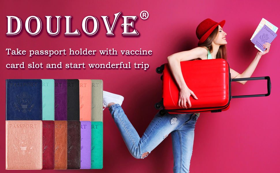 Doulove Passport and Vaccine Card Holder Combo Rfid