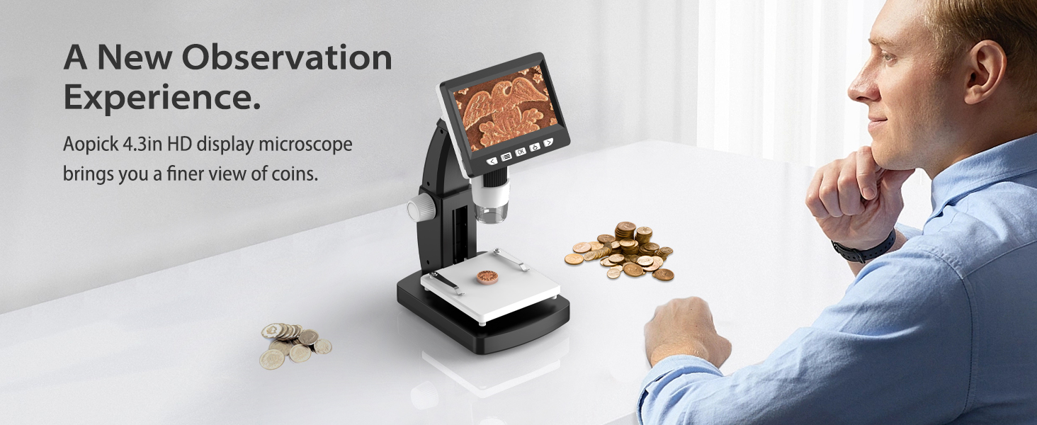 Coin Microscope Aopick 1000X LCD Digital Microscope with