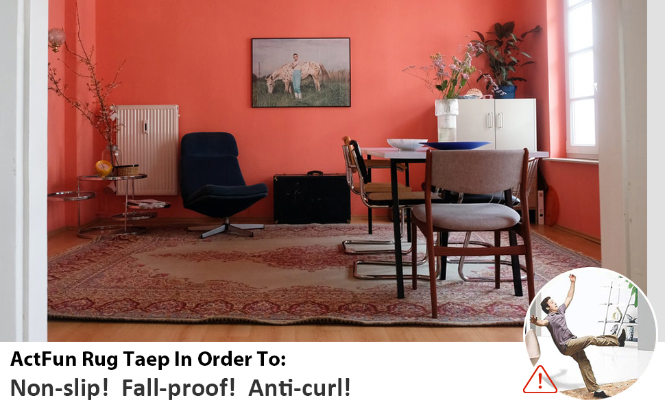 Double Sided Tape for Rugs, ActFun 16 Pcs Non Slip Anti Curling Rug