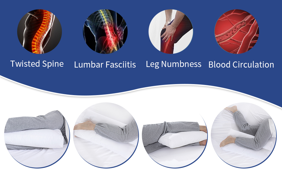 HOMBYS Knee Pillow for Side Sleepers,Down Alternative