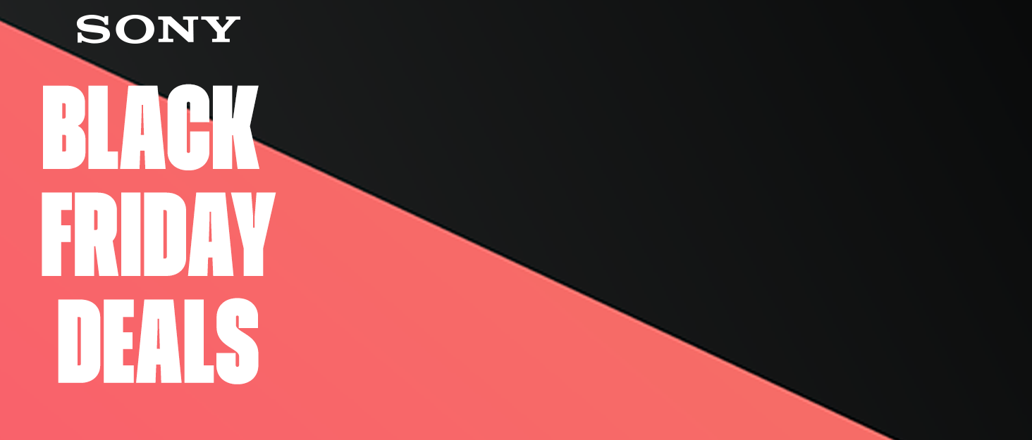 Text reads 'BLACK FRIDAY DEALS SONY' on dark background with red text elements