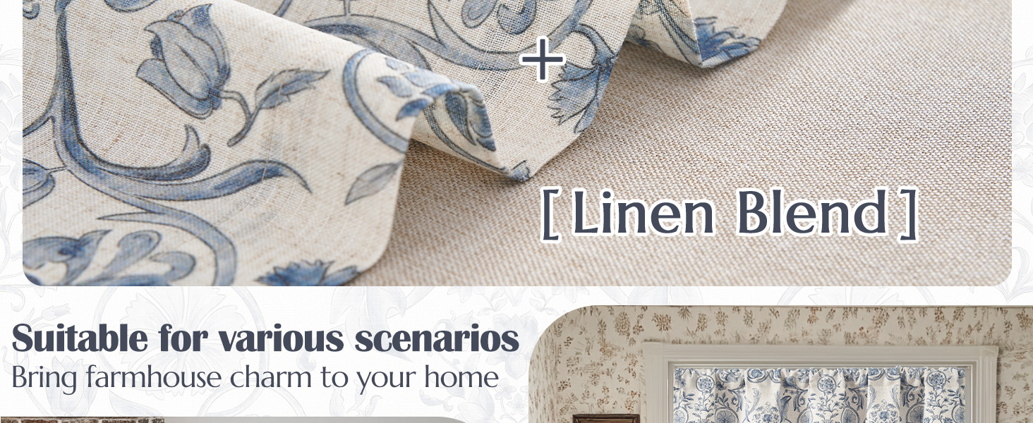 Linen Valance Kitchen Curtain